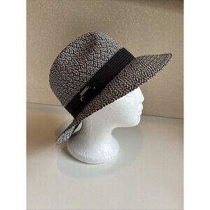 The Hatter Co. Bouclé Straw Safari Fedora Black White With Band Light Packable